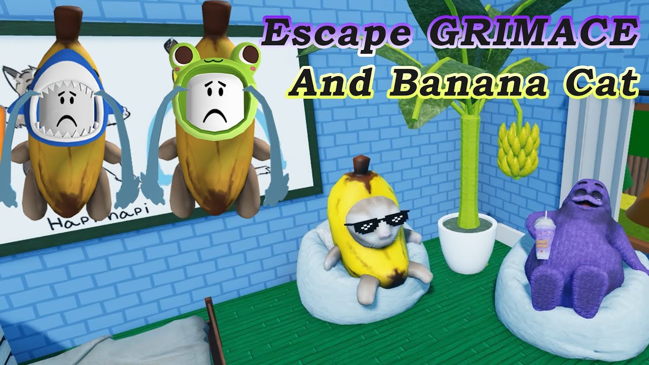 【Escape GRIMACE And Banana Cat】グリマスとバナナキャットの世界から脱出するオビー【Roblox】 YouTube