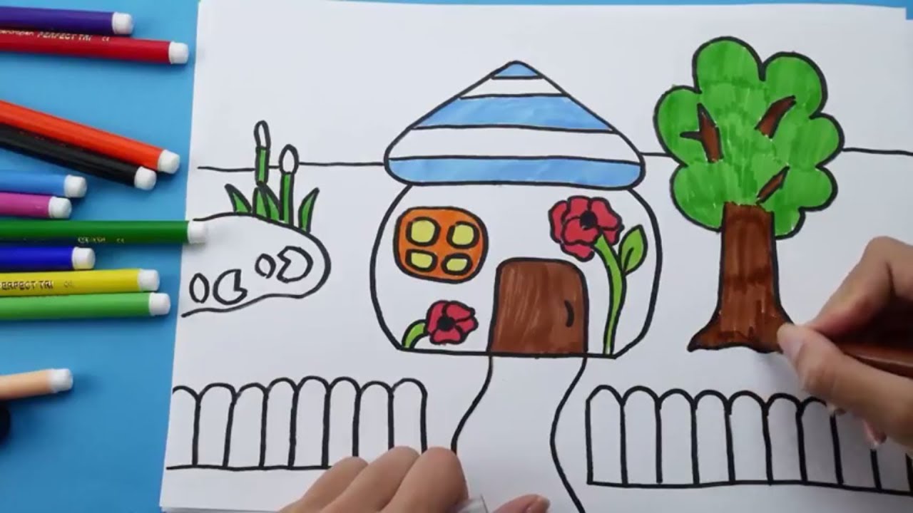 How To Draw and Coloring House for Kids. Doll's House Coloring pages ...