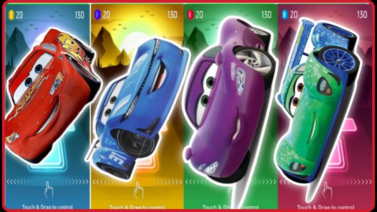 Car's 5 🆚Lightning McQueen 🆚 Shark Monster /Funny Tiles Hop Music 🎵