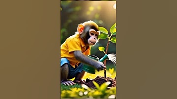 The monkey planted apple tree and beings it in a tractor #ai #apple #women #monkey #tree #shorts
