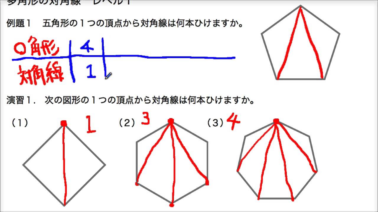 多角形の対角線 多角形と角 レベル１ 中学受験 算数 Youtube