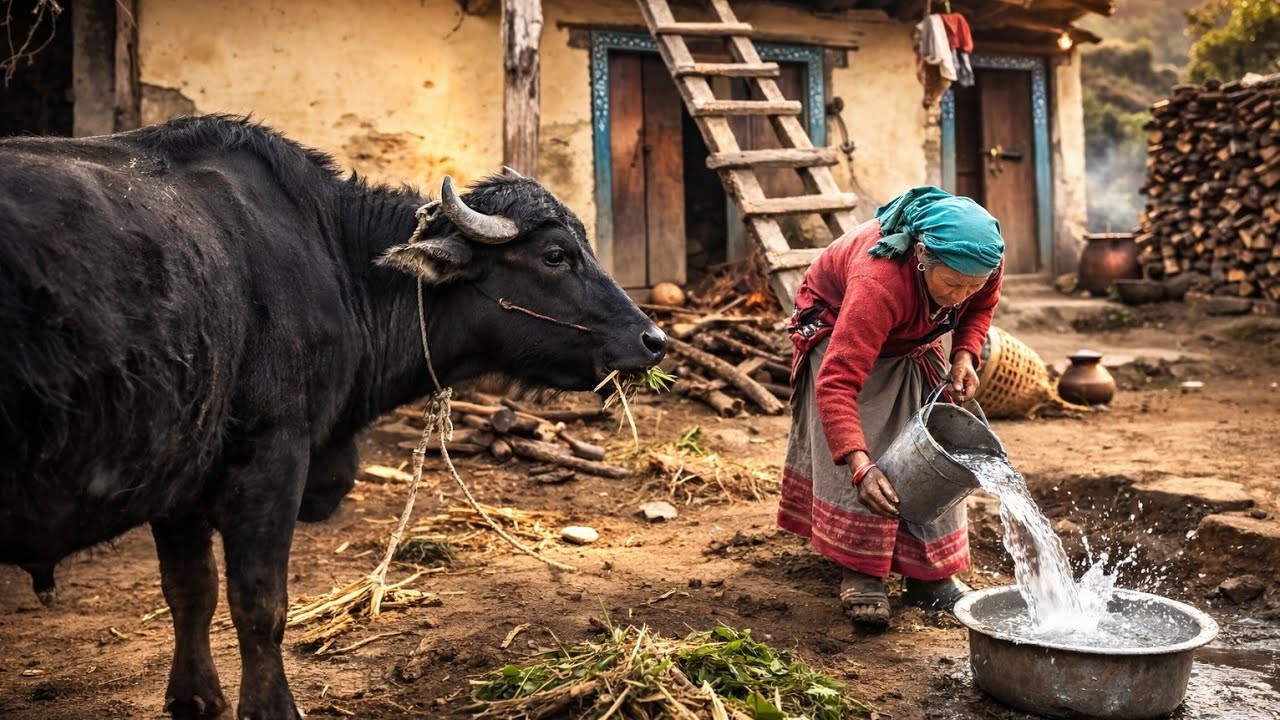 Beat Life In A Himalayan Village During The Snowfall//Poor But Most Relaxing life//Most Hardworking 