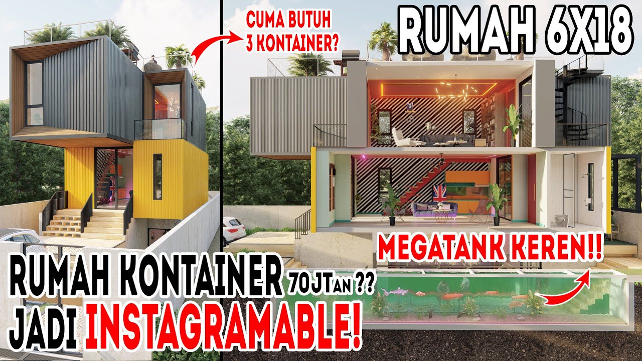 Desain Rumah 6x18 Dari 3kontainer Bekas Cuma 70jtan Youtube