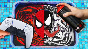 HYDRO Dipping PS5 CONTROLLER !! (PS5 Spider-Man VS Venom Custom) 🎨