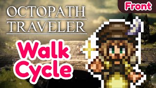 Studying Pixelart: Walk Cycle - Octopath Traveler - Front