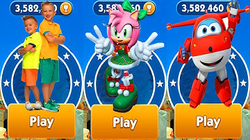 Vlad & Niki Run vs Sonic Dash vs Super Wings Jett Run Gameplay Android,ios
