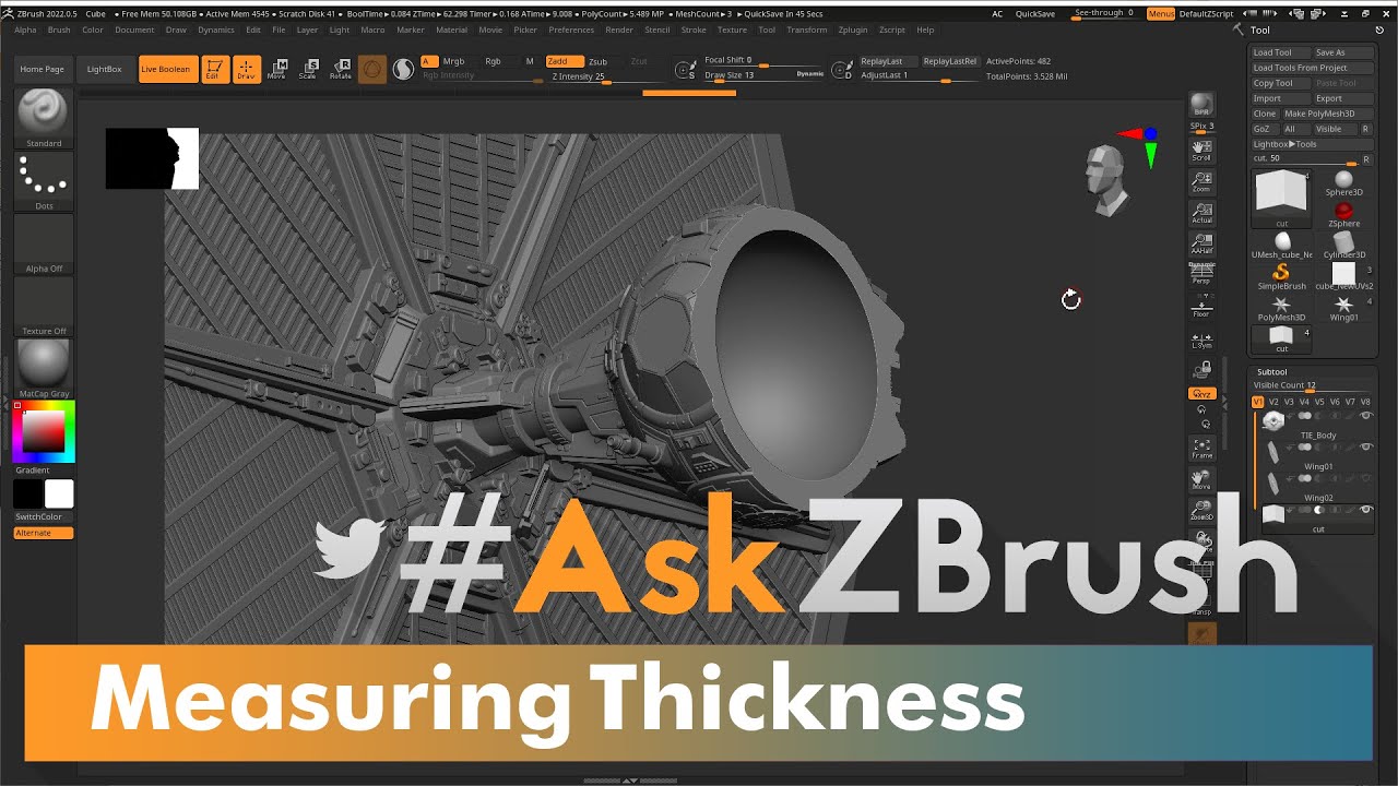 how to exture thickness in zbrush