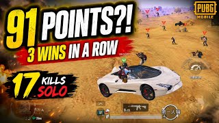 91 POINTS IN 3 GAMES?! 😳 We Won 3 Games in a Row! | PUBG Mobile