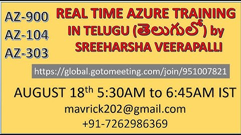 (తెలుగులో)New Azure Daily Training Batch August 18th 05:30AM-06:45AM | AZ-900/104/303 | Azure DevOps