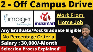 Impiger Technologies, India Mart Off Campus Drive | Anyone Can Apply | Work From Home Job🔥🔥