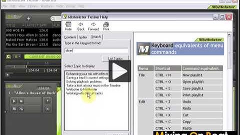 MixMeister Fusion: How to do a Search in MixMeister Help feature.
