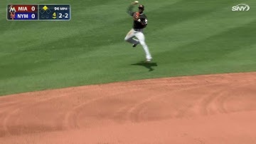 MIA@NYM: Hechavarria gets Conforto on a jump throw