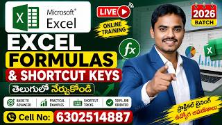 Most Important Excel Formulas & Shortcut Keys for Office Work | Master Excel in Telugu(2026)