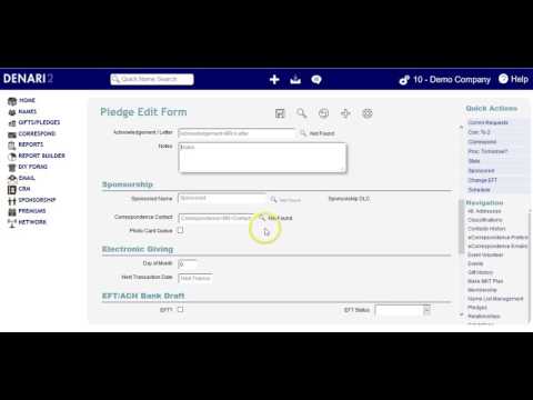 Donor Software | Online Donation Software | Denari2 | Pledge Set-Up