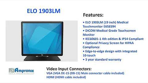 Elo 1903LM 19 Inch Medical Touchmonitor Screen Sales | Service | Repair | Exchange | Replacement