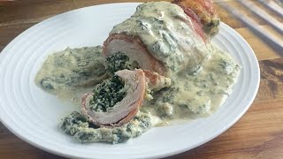 Bacon Wrapped Chicken Breast, Stuffed With Spinach and Cheese. SO TASTY AND DELICIOUS!