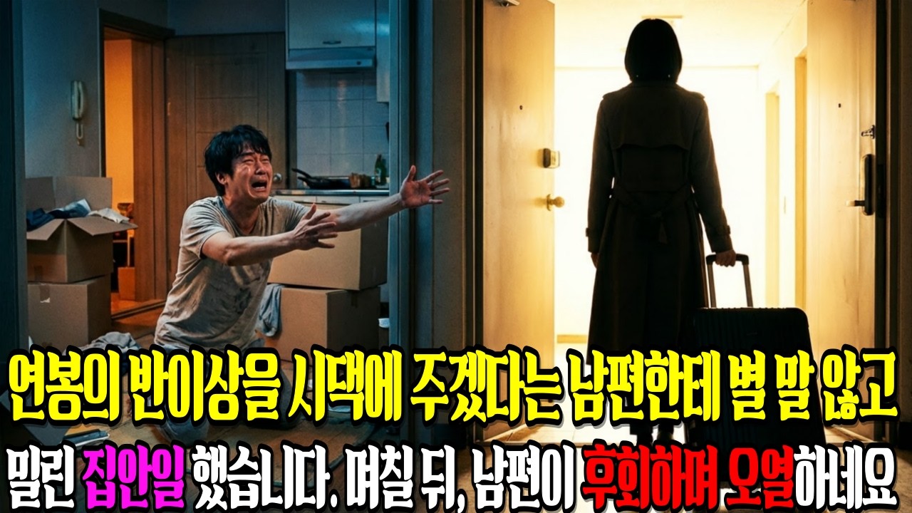 연봉의 반이상을 시댁에 주겠다는 남편한테 별 말 않고 밀린 집안일 했습니다. 며칠 뒤, 남편이 후회하며 오열하네요.ㅣ감동사연ㅣ노후사연ㅣ오디오북ㅣ라디오사연