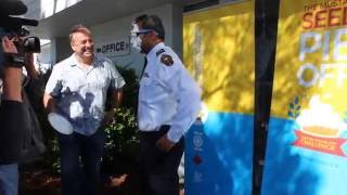 Vic PD Chief Manak gets pie in face to fight hunger for the Mustard Seed's Pie Off Challenge 2016