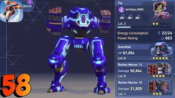 Mech Arena: Robot Showdown - Gameplay Walkthrough  Part 58 - Guardian Fei Rocket Mortar(iOS,Android)