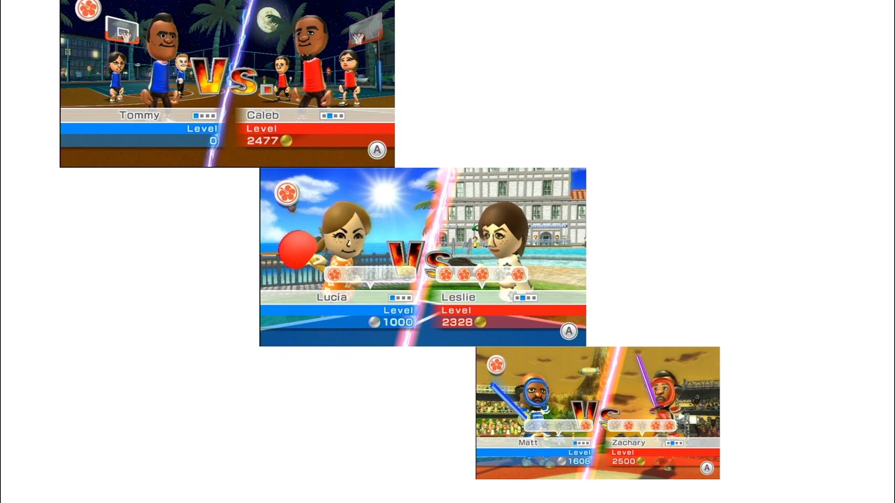 All Wii Sports Resort Champions VS My Custom CPU Mii Legends
