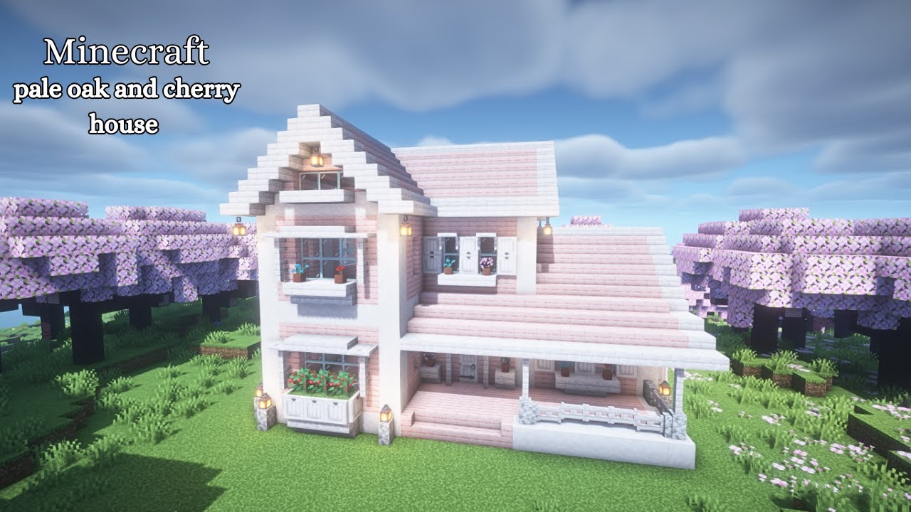 【マイクラ建築】ペールオークと桜の家の作り方【マインクラフト】【Minecraft】 - YouTube