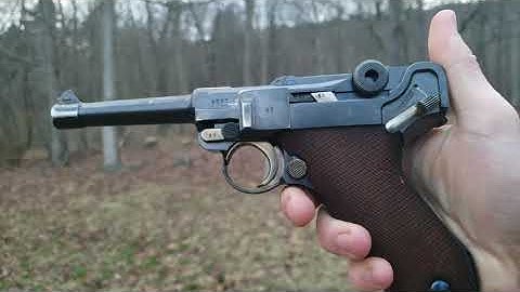 WW2 1936 Mauser Luger (S/42) Pistol in Slow Motion