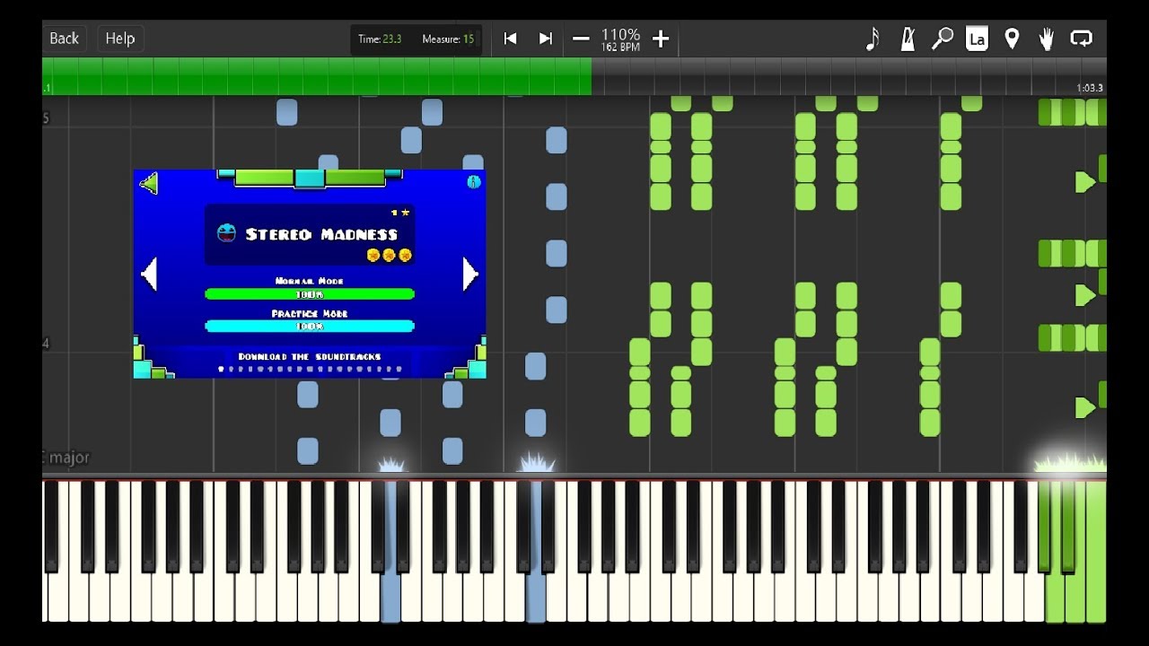 Музыка игры геометрия. Geometry Dash на пианино. Геометрия Даш на пианино. Stereo Madness Ноты. Стерео Мэднесс.