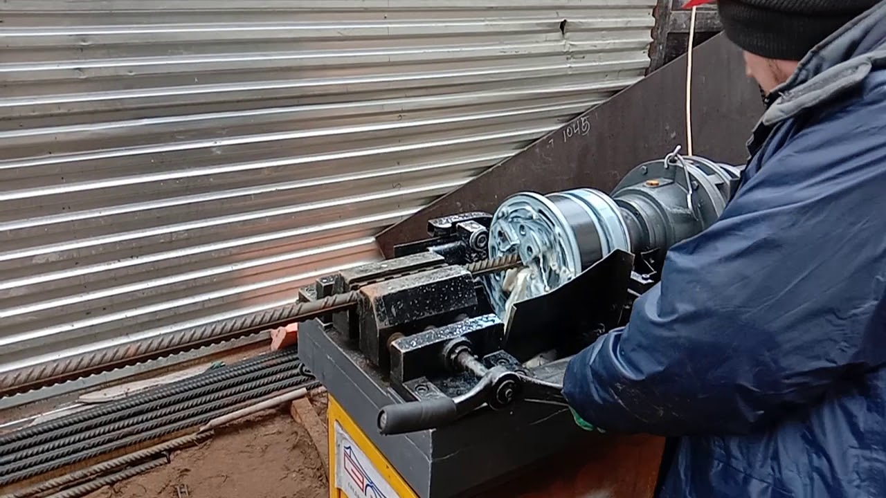 Резьбонакатной станок. Накатка резьбы. На арматуре. - YouTube