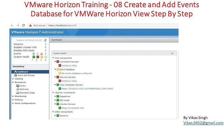 VMware Horizon Training | 08 - Create and Add Events Database for VMWare Horizon View Step By Step