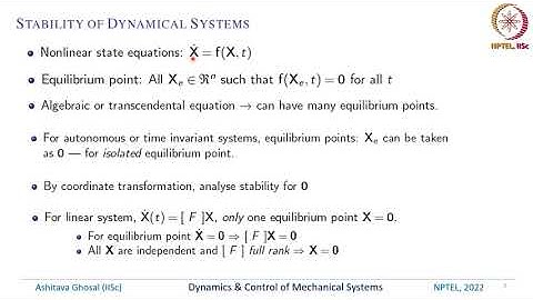 Lec 23 Stability of Dynamical Systems