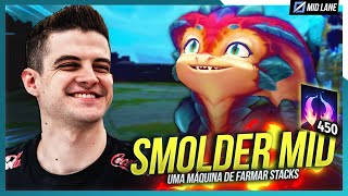 SMOLDER MID contra melee é uma MÁQUINA DE FARMAR STACKS!