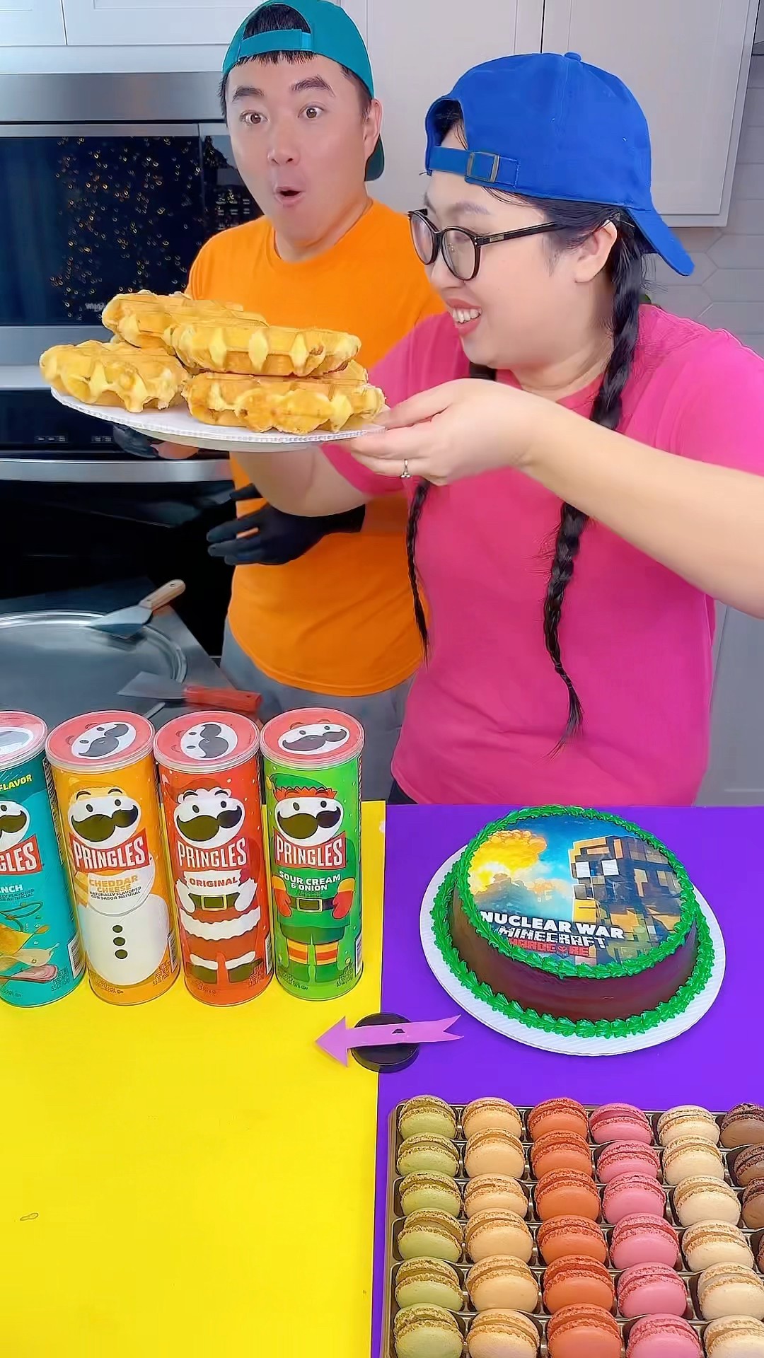 Minecraft cake vs Macarons ice cream challenge!? #minecraft #funny by Ethan Funny Family