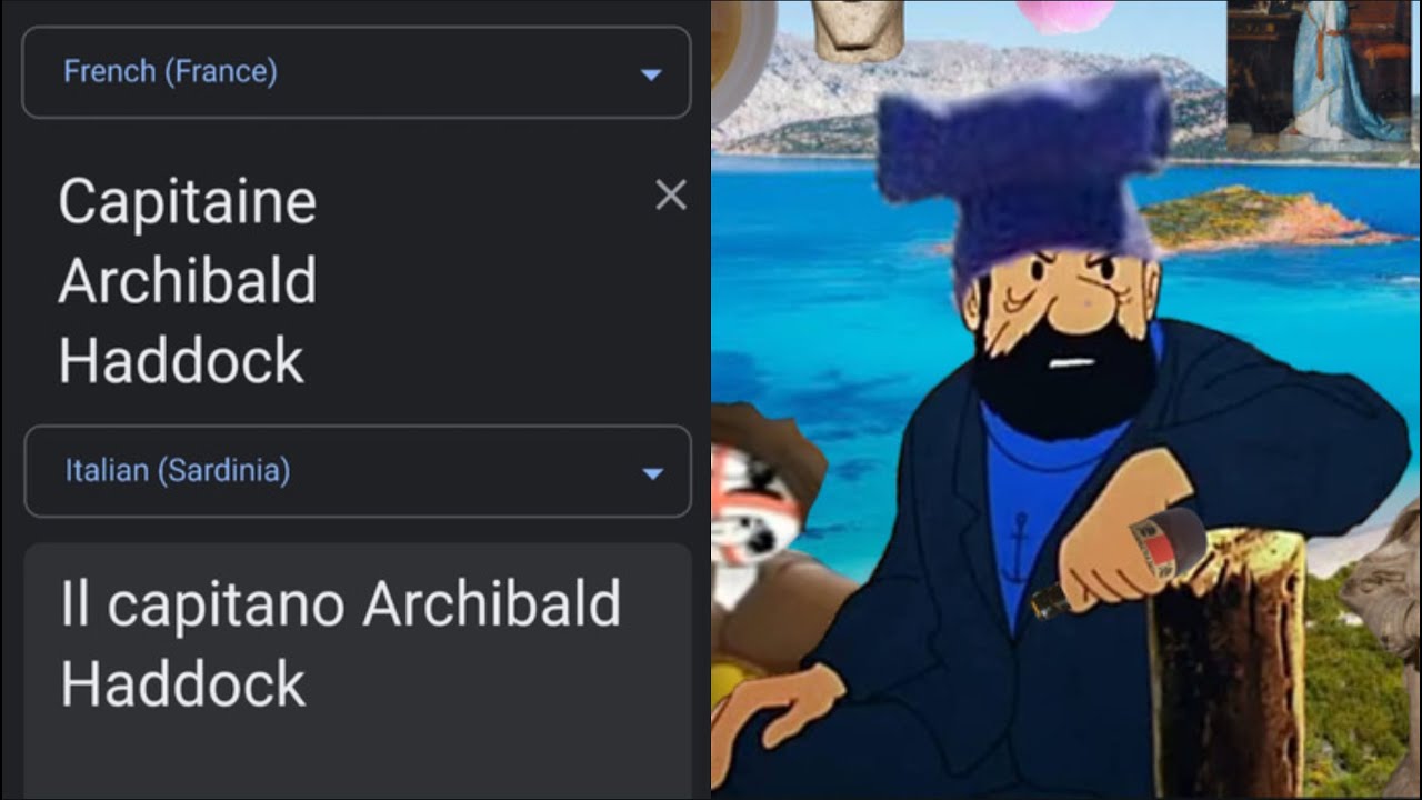 Captain Archibald Haddock in different languages meme YouTube