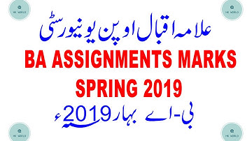 Aiou Ba Assignments Marks Spring 2019