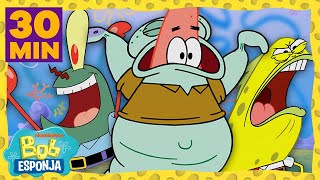 ¡Treinta minutos de cambios de cuerpo! | Bob Esponja en Español