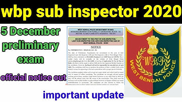 WBP SI Exam official notice out ||WBP SI Preliminary Exam Date 2021|wbp si admit card news 2021