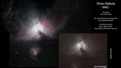 M42 - Orion Nebula with modified CCTV camera  Live view + stacked images