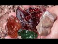 Treasures are found in piles of stones. Unearthed crystal, tourmaline