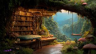 Magical Library & Swing in the Mysterious Forest | Enchanting Fantasy Music & Ambience 🌿🌿