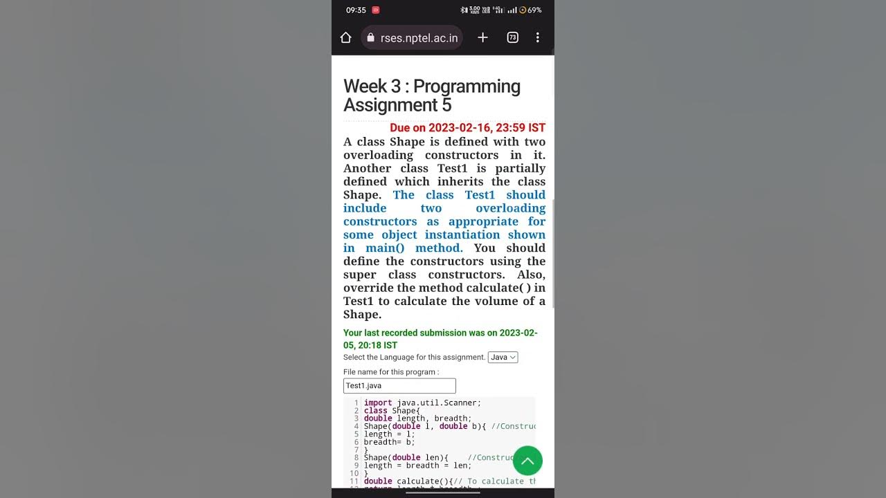 NPTEL course programming in Java Week 3 : Programming Assignment and ...