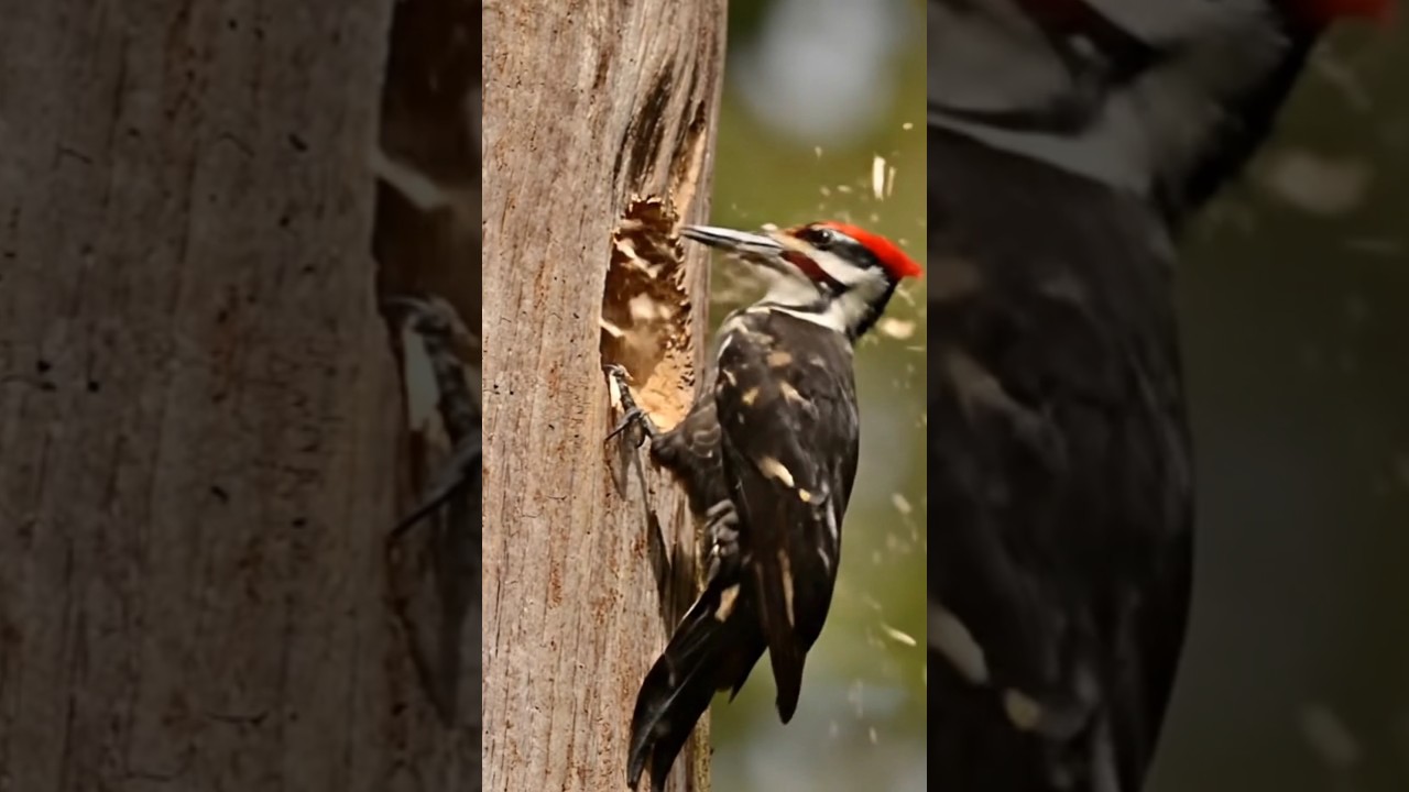 😮 This woodpecker is very fast at pecking Woods 