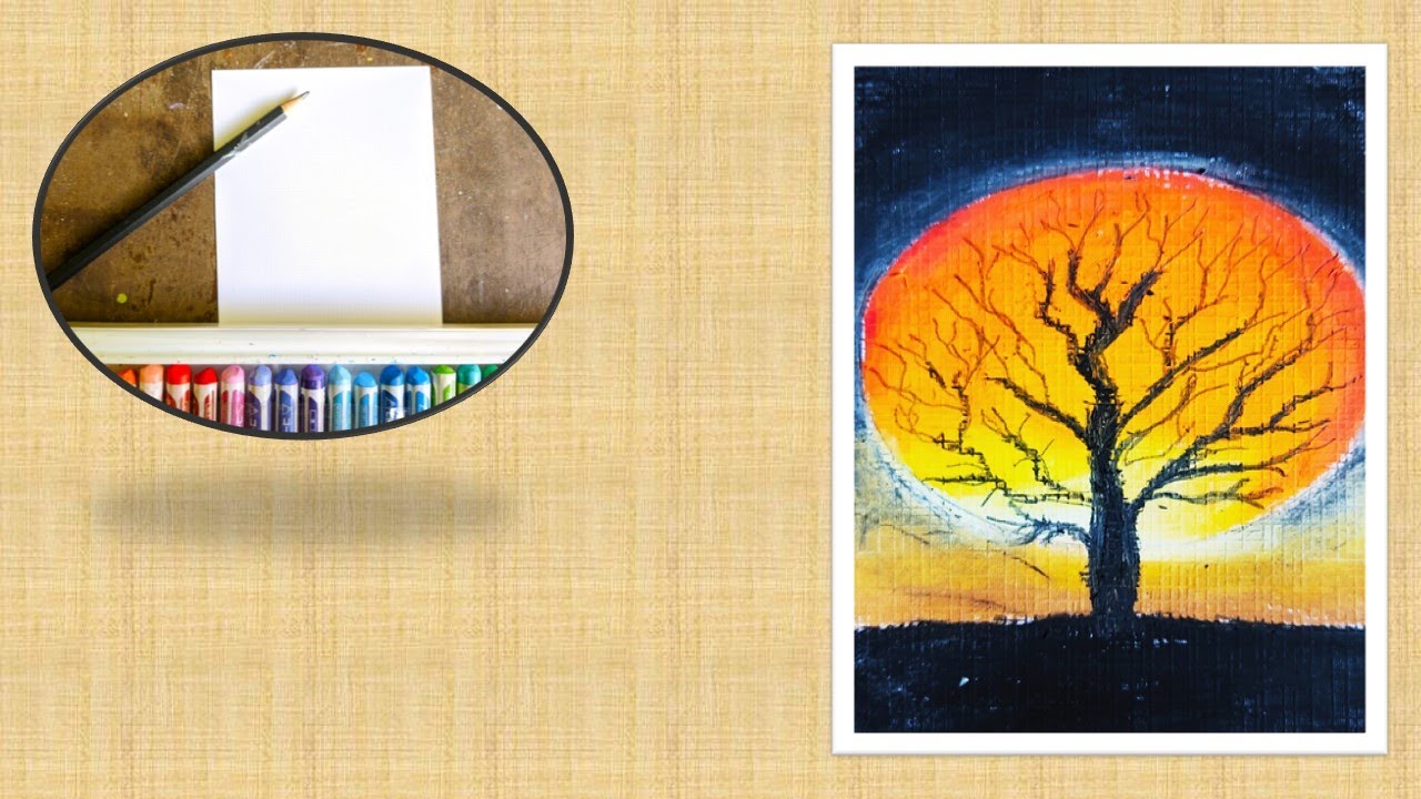 Over The Sun/ Oil Pastel Painting & Drawing / Tutorial For Easy Art / Beautiful Paint Ideas for Kids