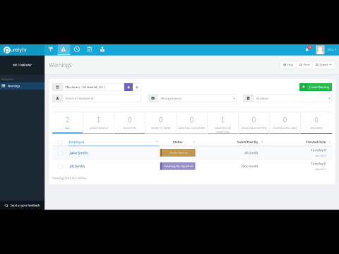 PurelyHR Warnings Tutorial (Manager Account)