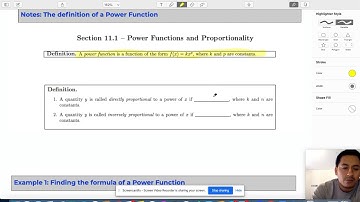 Video Notes: PreCalc - Unit 11 Lesson 1 -- Power Functions and Proportionality( Definitions)