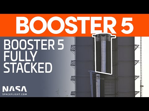 Booster 5 Fully Stacked | SpaceX Boca Chica