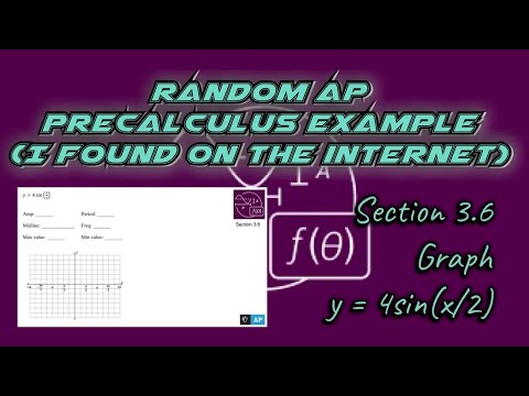 AP Precalculus Section 3.6 Example: Graph y = 4sin(x/2) and Find Amplitude, Period, Midline, etc.