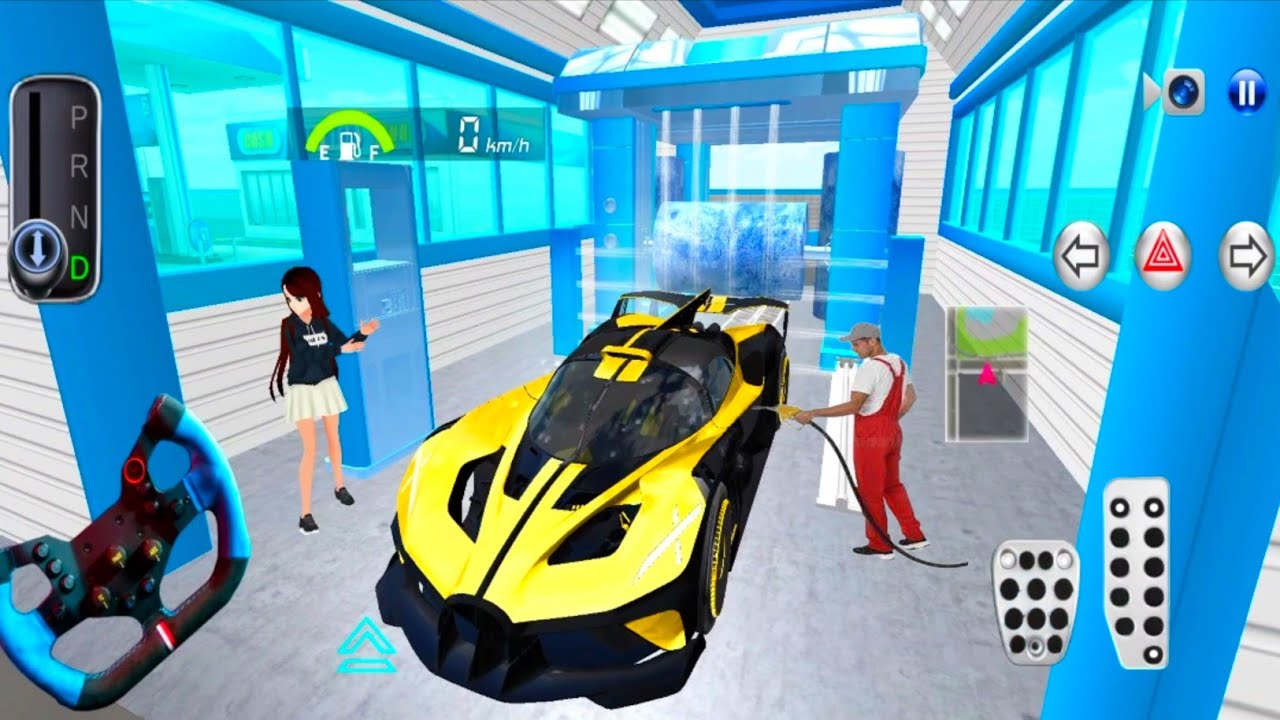 New Golden Bolide Bugatti Car in Washing & Gas Station - 3D Driving Class 2026 - Android gameplays