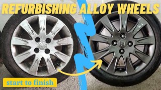 RESTORATION - Alloy Wheels Refurbish DIY, repairing set of Honda rims at home, curb rash!