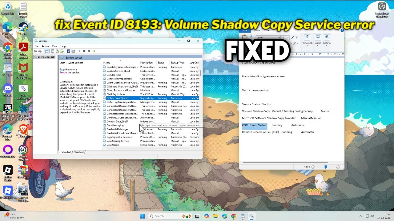 FIXED) Event ID 8193: Volume Shadow Copy Service error in Windows