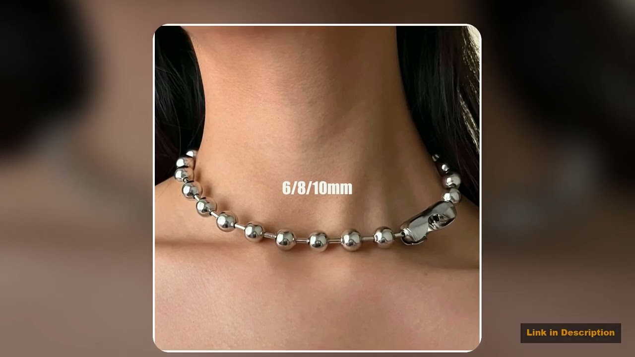 6810mm Stainless Steel Ball Chain Layering Necklace for Women Men Oversize Chunky Chain Choker